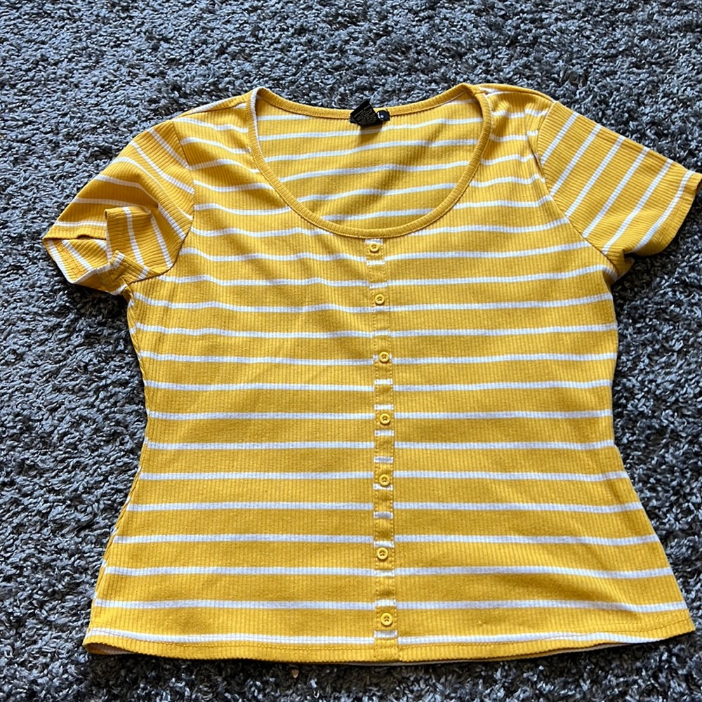 Rue 21 yellow and white striped shirt